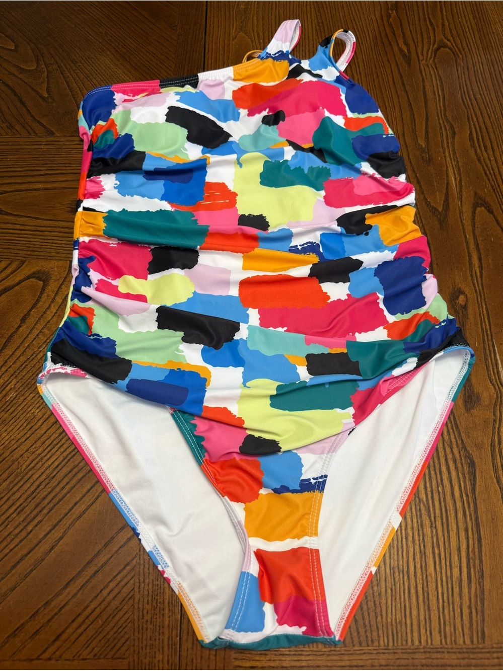 HOLIPICK Multi Colored One Piece One Shoulder Swim Suit. NWT. Size XL.